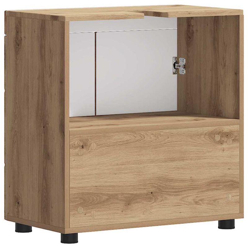 Casa si Gradina - Mobilier - Mobilier baie - Comode baie - Cabinet pentru chiuveta de baie cu depozitare stejar artizanal - Infinity.ro