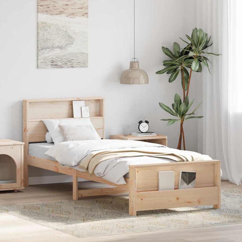 Casa si Gradina - Mobilier - Paturi si accesorii - Paturi - Cadru de pat cu headboard Maro 75 x 190 cm Lemn masiv de pin - Infinity.ro