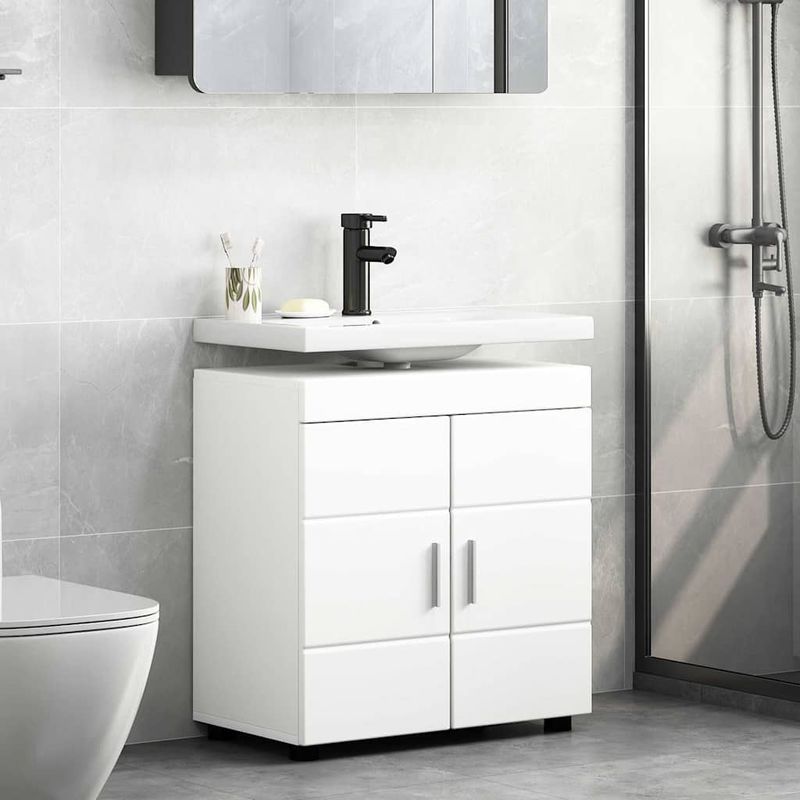 Casa si Gradina - Mobilier - Mobilier baie - Comode baie - Cabinet pentru chiuveta de baie cu usa Alb 60 x 34 x 63 cm - Infinity.ro