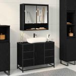 Casa si Gradina - Mobilier - Mobilier baie - Comode baie - Dulap pentru Chiuveta de Baie Stejar negru 80 x 33 x 60 cm - Infinity.ro