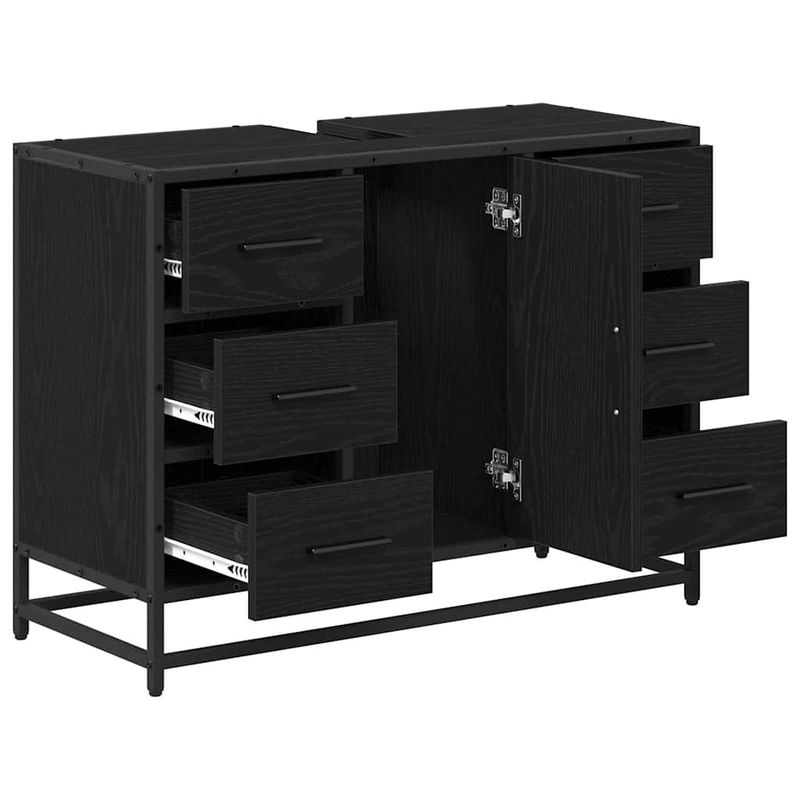 Casa si Gradina - Mobilier - Mobilier baie - Comode baie - Dulap pentru Chiuveta de Baie Stejar negru 80 x 33 x 60 cm - Infinity.ro