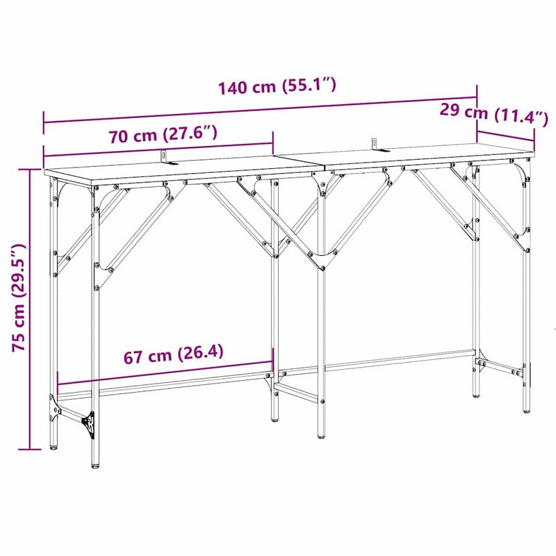 Casa si Gradina - Mobilier - Comode si corpuri - Console - Masa de consola stejar artizanal 140 x 29 x 75 cm Lemn compozit - Infinity.ro