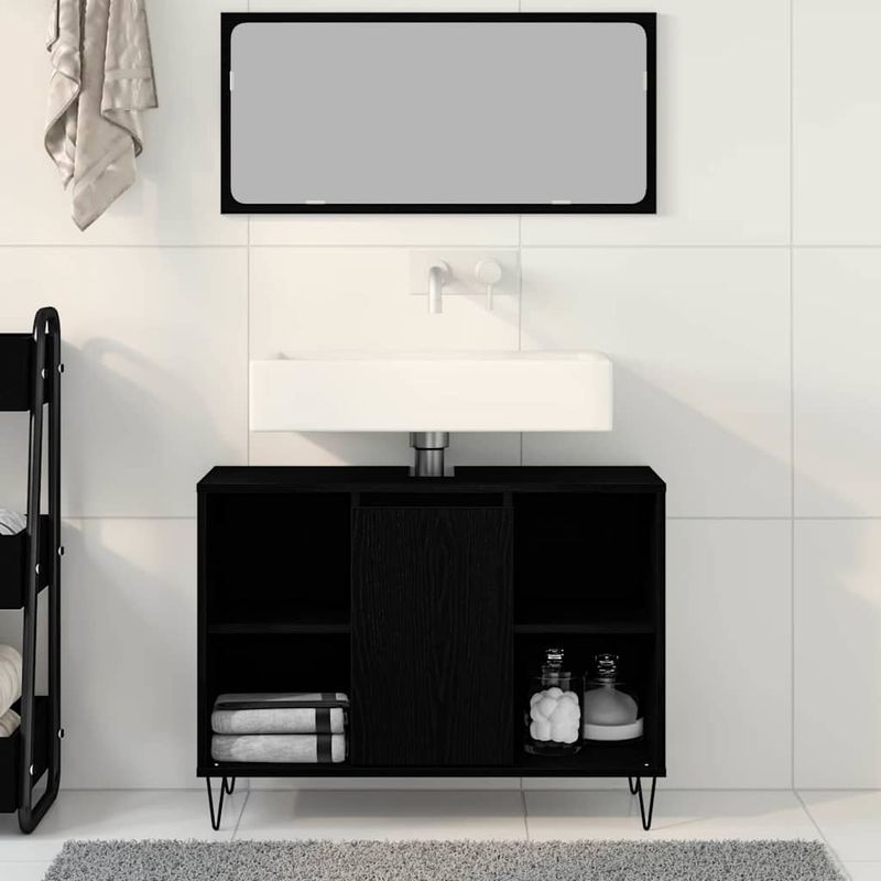 Casa si Gradina - Mobilier - Mobilier baie - Corpuri baie - Dulap de Baie cu usa Stejar negru 80 x 33 x 60 cm Lemn compozit - Infinity.ro