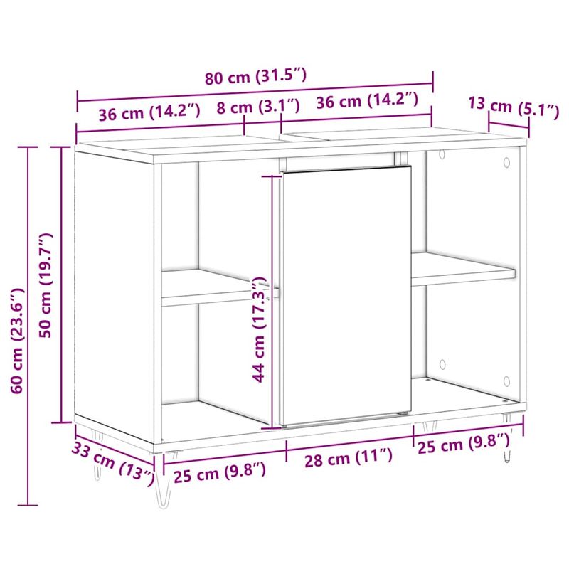 Casa si Gradina - Mobilier - Mobilier baie - Corpuri baie - Dulap de Baie cu usa Stejar negru 80 x 33 x 60 cm Lemn compozit - Infinity.ro