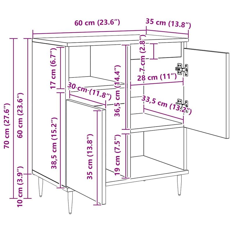 Casa si Gradina - Mobilier - Comode si corpuri - Comode - Bufet Lemn vechi 60 x 35 x 70 cm Lemn compozit - Infinity.ro