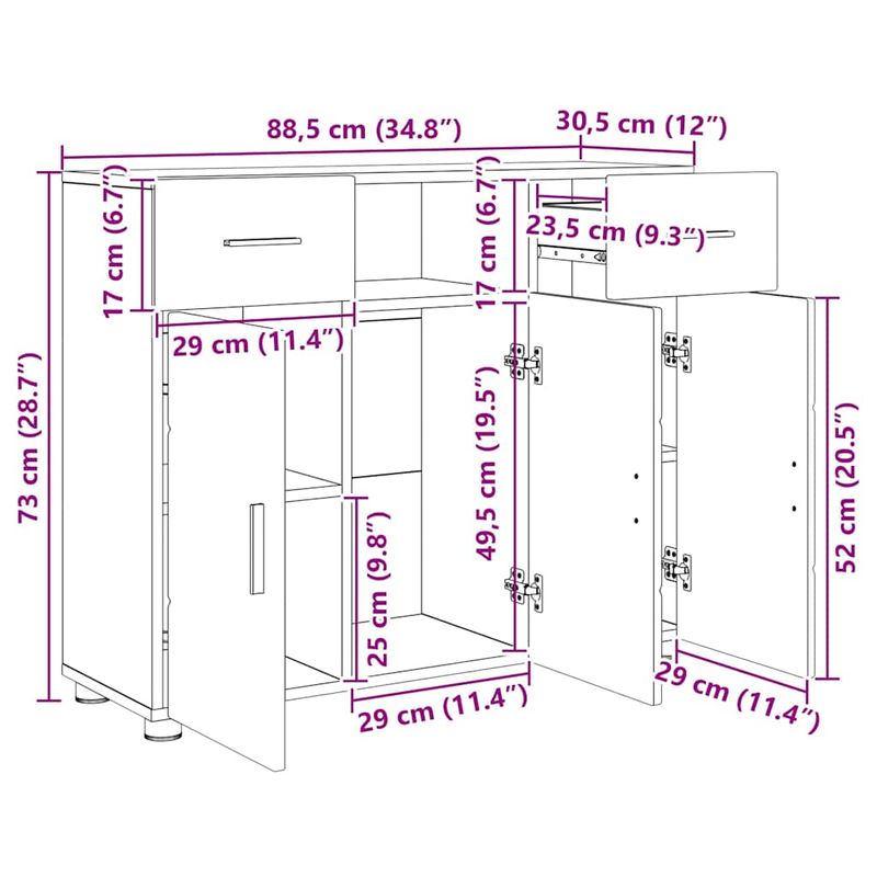 Casa si Gradina - Mobilier - Comode si corpuri - Comode - Bufet cu sertar Stejar afumat 88.5 x 30.5 x 73 cm Lemn compozit - Infinity.ro