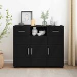 Casa si Gradina - Mobilier - Seturi de mobilier - Seturi living - Bufet cu sertar cu usa Negru 88.5 x 30.5 x 73 cm Lemn compozit - Infinity.ro