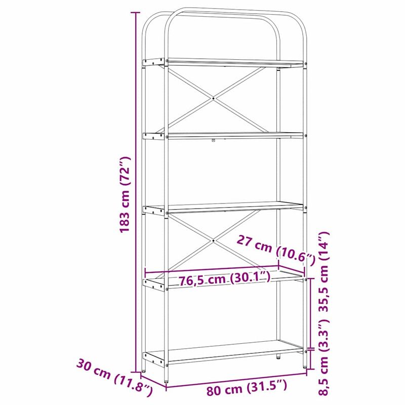 Casa si Gradina - Mobilier - Biblioteci si rafturi - Biblioteci - Raft pentru carti Stejar negru 80 x 30 x 183 cm Lemn compozit - Infinity.ro