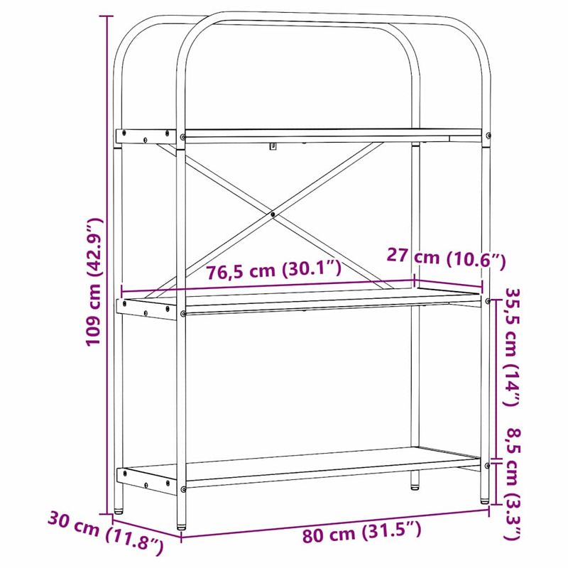 Casa si Gradina - Mobilier - Biblioteci si rafturi - Biblioteci - Raft pentru carti stejar artizanal 80 x 30 x 109 cm - Infinity.ro