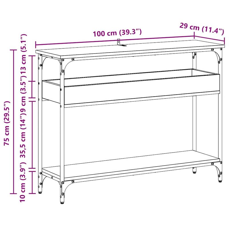 Casa si Gradina - Mobilier - Comode si corpuri - Console - Masa de consola stejar artizanal 100 x 29 x 75 cm Lemn compozit - Infinity.ro