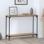 Casa si Gradina - Mobilier - Comode si corpuri - Console - Masa de consola cu raft stejar artizanal 101 x 30.5 x 75 cm - Infinity.ro