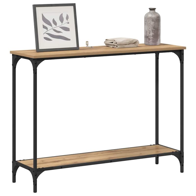 Casa si Gradina - Mobilier - Comode si corpuri - Console - Masa de consola cu raft stejar artizanal 101 x 30.5 x 75 cm - Infinity.ro