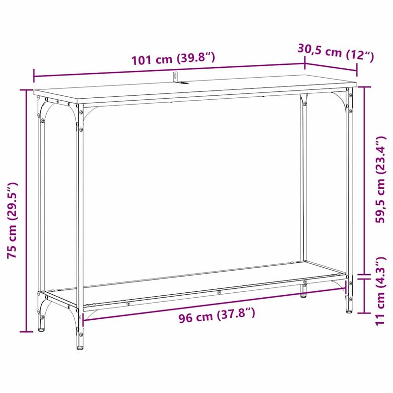 Casa si Gradina - Mobilier - Comode si corpuri - Console - Masa de consola cu raft stejar artizanal 101 x 30.5 x 75 cm - Infinity.ro