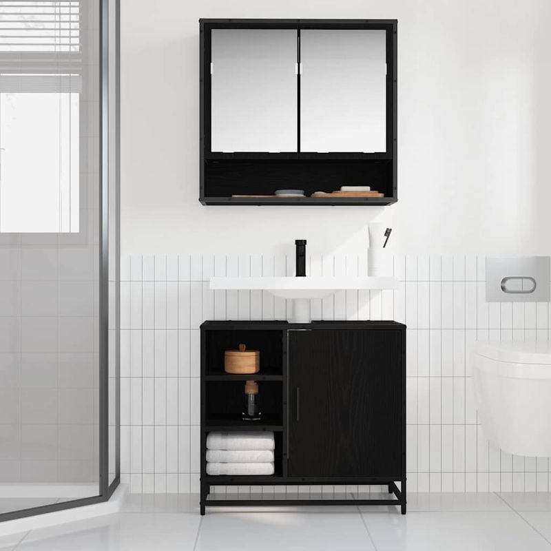 Casa si Gradina - Mobilier - Mobilier baie - Comode baie - Dulap pentru Chiuveta de Baie Stejar negru 65 x 33 x 60 cm - Infinity.ro