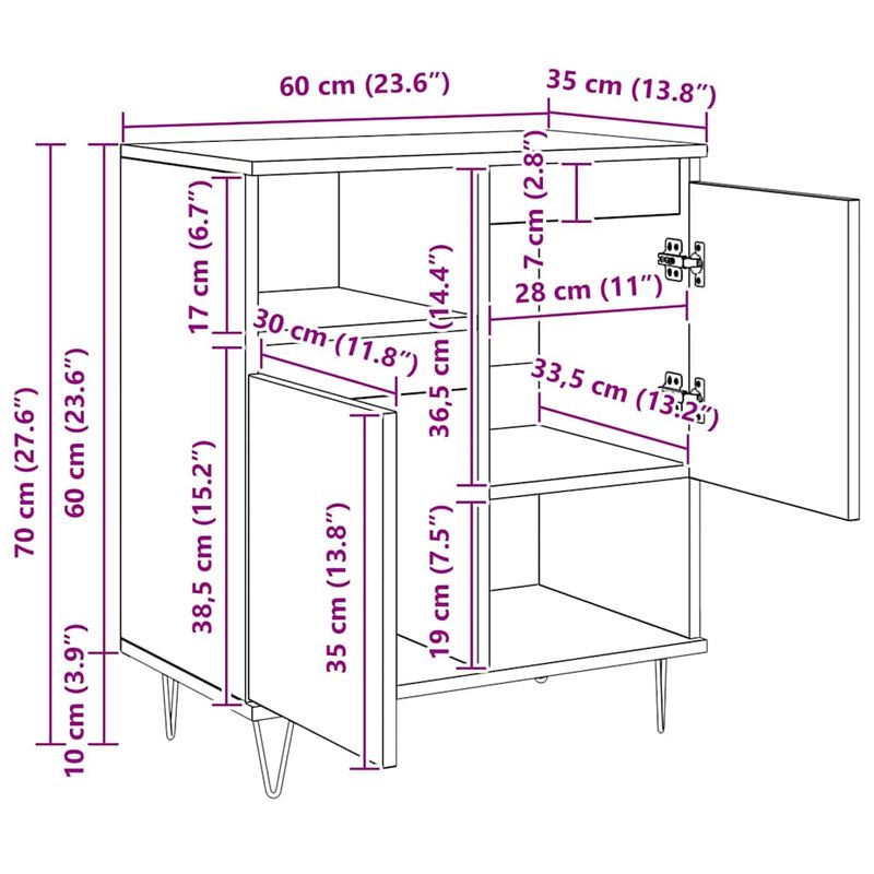 Casa si Gradina - Mobilier - Comode si corpuri - Comode - Bufet Lemn vechi 60 x 35 x 70 cm Lemn compozit - Infinity.ro