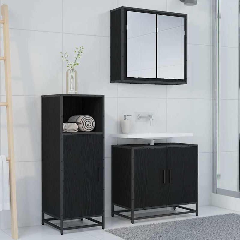 Casa si Gradina - Mobilier - Mobilier baie - Comode baie - Dulap de Baie Stejar negru 35 x 37.5 x 100 cm Lemn compozit - Infinity.ro