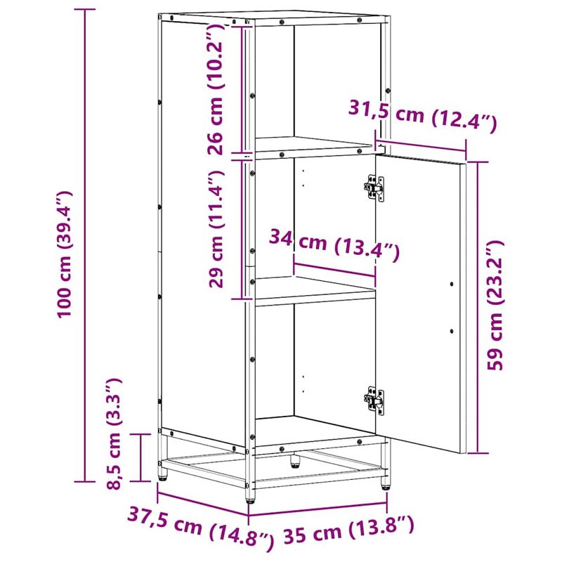 Casa si Gradina - Mobilier - Mobilier baie - Comode baie - Dulap de Baie Stejar negru 35 x 37.5 x 100 cm Lemn compozit - Infinity.ro