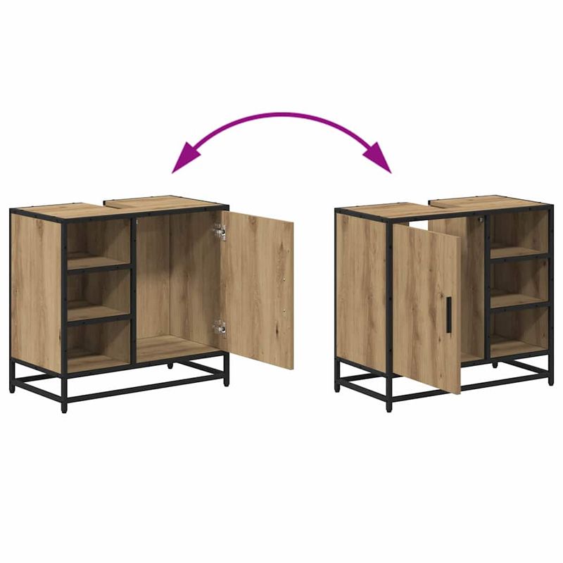 Casa si Gradina - Mobilier - Mobilier baie - Comode baie - Dulap pentru Chiuveta de Baie stejar artizanal 65 x 33 x 60 cm - Infinity.ro