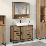 Casa si Gradina - Mobilier - Mobilier baie - Comode baie - Dulap pentru Chiuveta de Baie stejar artizanal 80 x 33 x 60 cm - Infinity.ro