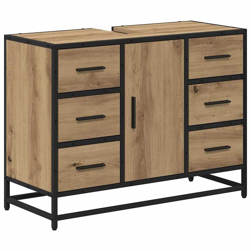Casa si Gradina - Mobilier - Mobilier baie - Comode baie - Dulap pentru Chiuveta de Baie stejar artizanal 80 x 33 x 60 cm - Infinity.ro