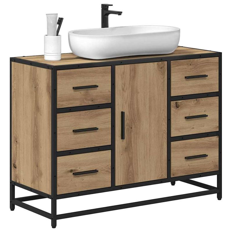 Casa si Gradina - Mobilier - Mobilier baie - Comode baie - Dulap pentru Chiuveta de Baie stejar artizanal 80 x 33 x 60 cm - Infinity.ro