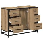 Casa si Gradina - Mobilier - Mobilier baie - Comode baie - Dulap pentru Chiuveta de Baie stejar artizanal 80 x 33 x 60 cm - Infinity.ro