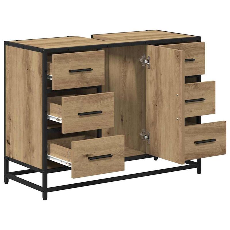 Casa si Gradina - Mobilier - Mobilier baie - Comode baie - Dulap pentru Chiuveta de Baie stejar artizanal 80 x 33 x 60 cm - Infinity.ro
