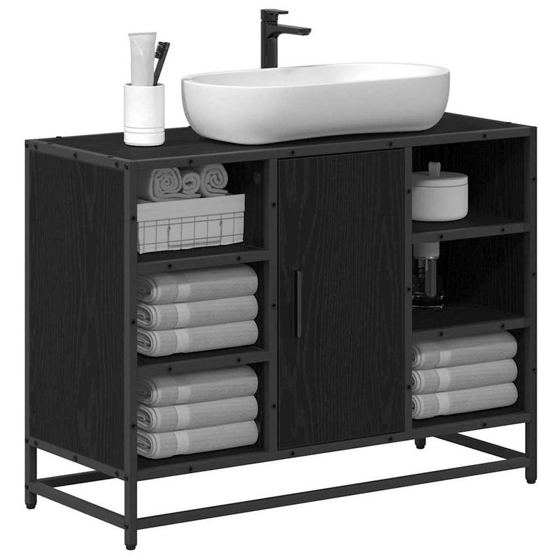 Casa si Gradina - Mobilier - Mobilier baie - Comode baie - Dulap pentru Chiuveta de Baie Stejar negru 80 x 33 x 60 cm - Infinity.ro