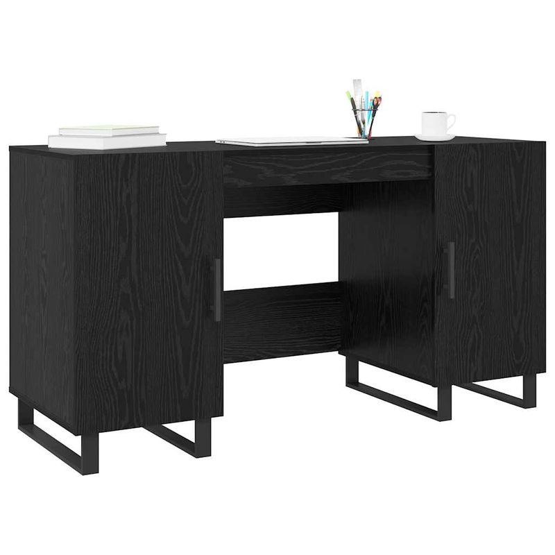 Casa si Gradina - Mobilier - Mese si birouri - Birouri - Birou cu raft Stejar negru 140 x 50 x 75 cm Lemn compozit - Infinity.ro