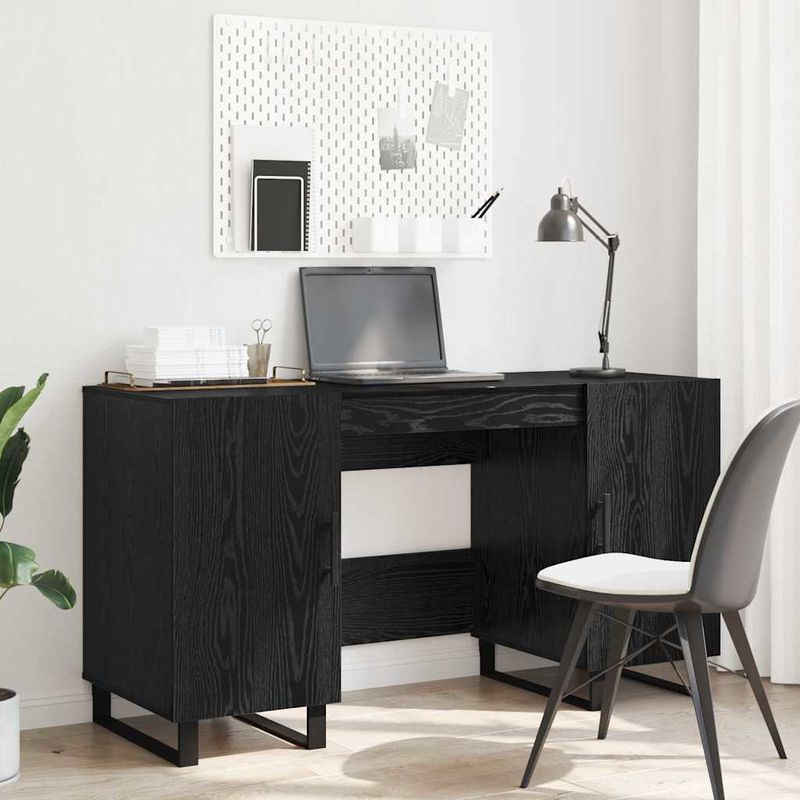 Casa si Gradina - Mobilier - Mese si birouri - Birouri - Birou cu raft Stejar negru 140 x 50 x 75 cm Lemn compozit - Infinity.ro