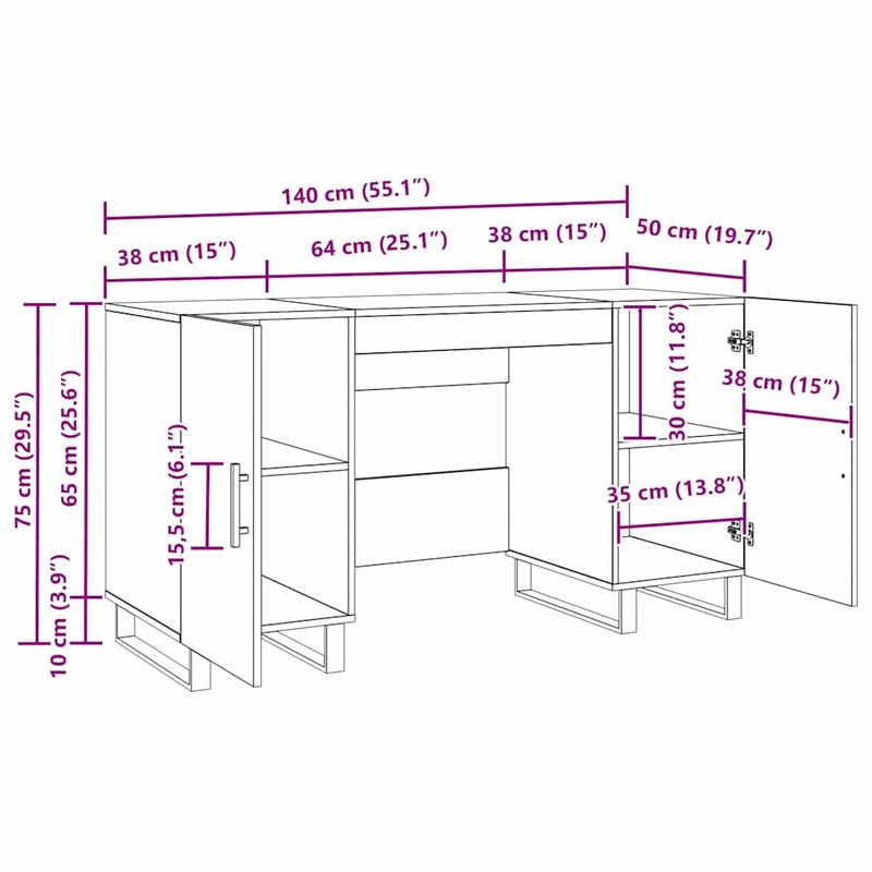 Casa si Gradina - Mobilier - Mese si birouri - Birouri - Birou cu raft Stejar negru 140 x 50 x 75 cm Lemn compozit - Infinity.ro