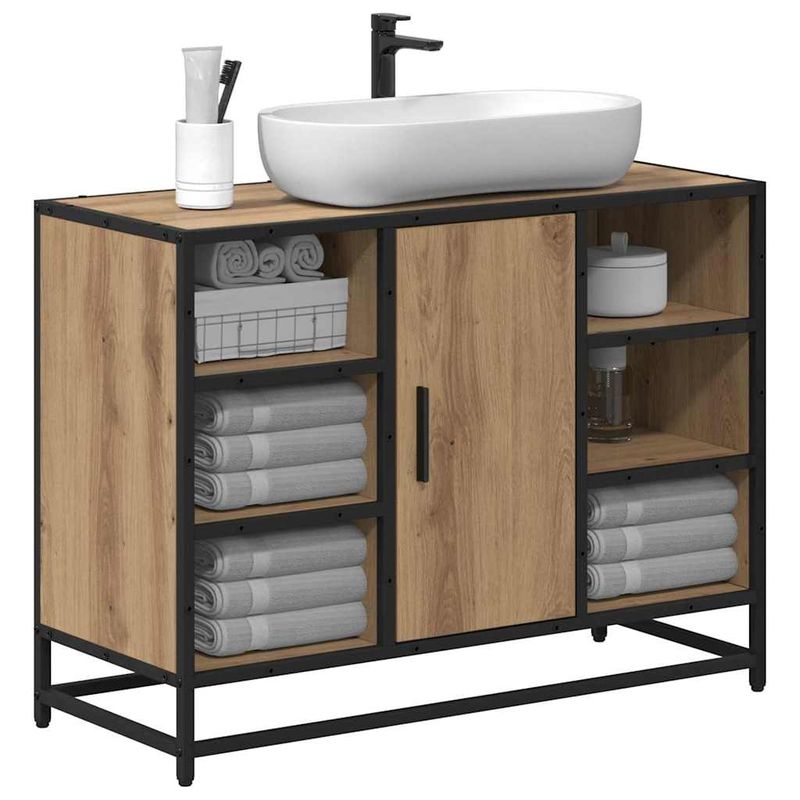 Casa si Gradina - Mobilier - Mobilier baie - Comode baie - Dulap pentru Chiuveta de Baie stejar artizanal 80 x 33 x 60 cm - Infinity.ro
