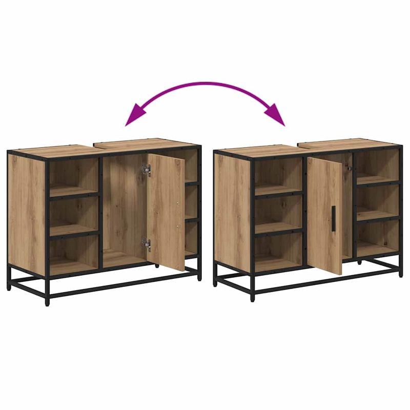 Casa si Gradina - Mobilier - Mobilier baie - Comode baie - Dulap pentru Chiuveta de Baie stejar artizanal 80 x 33 x 60 cm - Infinity.ro