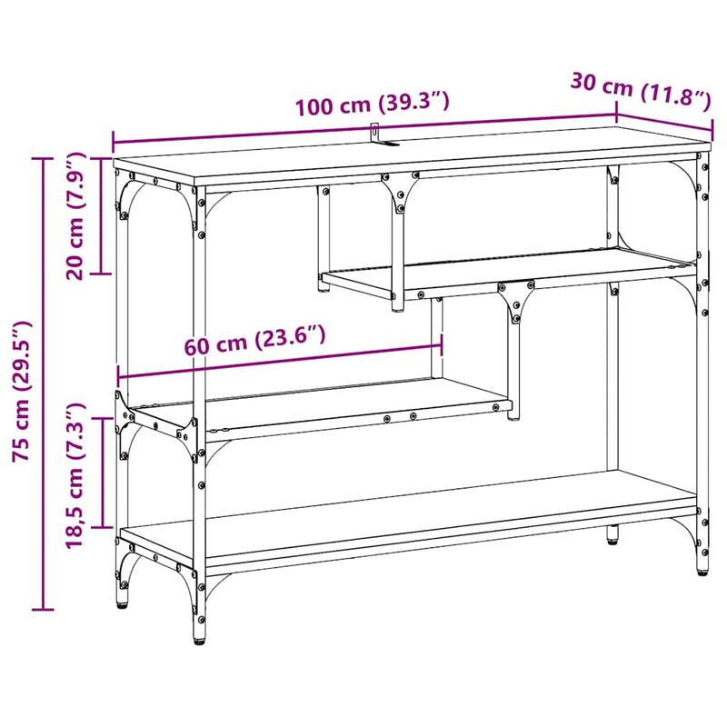 Casa si Gradina - Mobilier - Comode si corpuri - Console - Masa de consola stejar artizanal 100 x 30 x 75 cm Lemn compozit - Infinity.ro