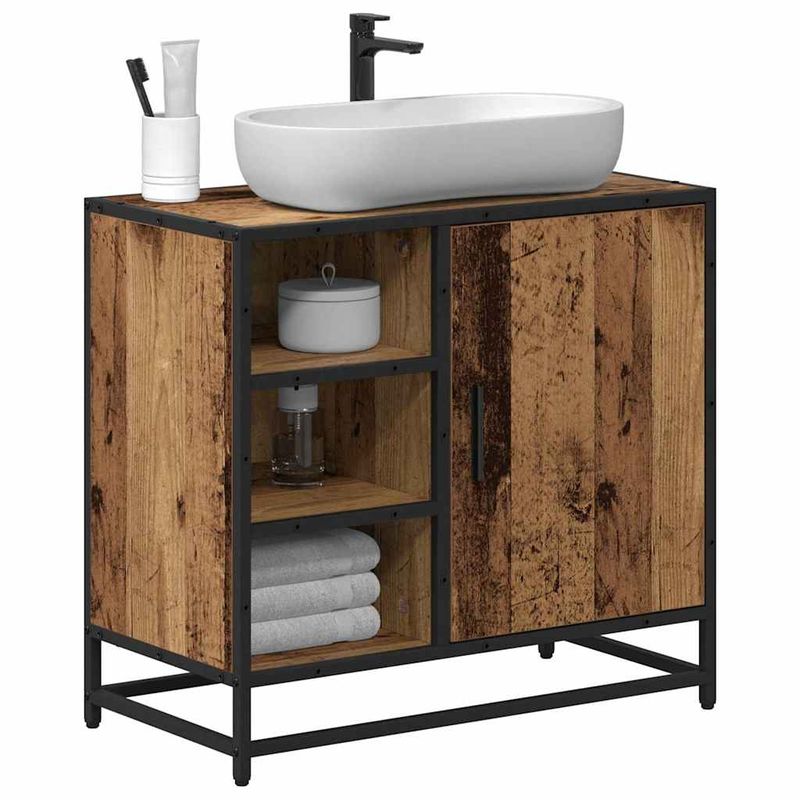 Casa si Gradina - Mobilier - Mobilier baie - Comode baie - Dulap pentru Chiuveta de Baie cu usa Lemn vechi 65 x 33 x 60 cm - Infinity.ro