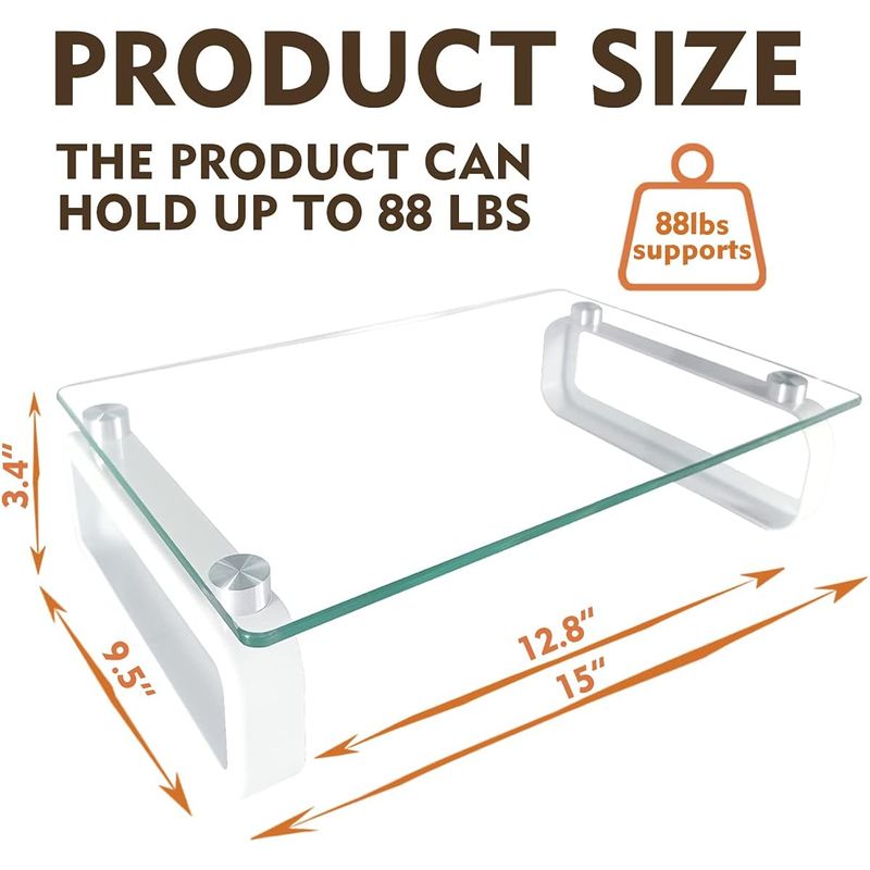 PC, gaming si accesorii - Desktop PC & monitoare - Accesorii monitoare - Suport monitor birou din sticla securizata, 38X24X8.6cm, design elegant cu margini rotunjite, montaj usor - Infinity.ro