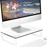 PC, gaming si accesorii - Desktop PC & monitoare - Accesorii monitoare - Suport monitor birou din sticla securizata, 38X24X8.6cm, design elegant cu margini rotunjite, montaj usor - Infinity.ro