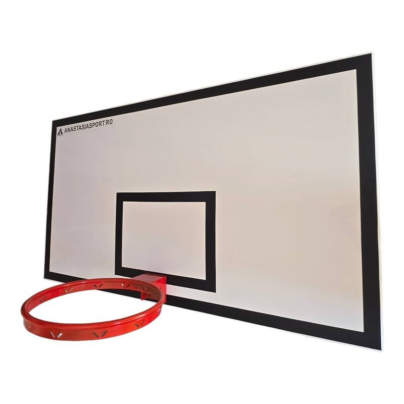 Sport si Outdoor - Sporturi de echipa - Baschet - Cosuri si panouri baschet - Sistem baschet perete Anastasia Sport – Panou 180x105 cm, Inel antivandalizare si Plasa Tricolora - Infinity.ro