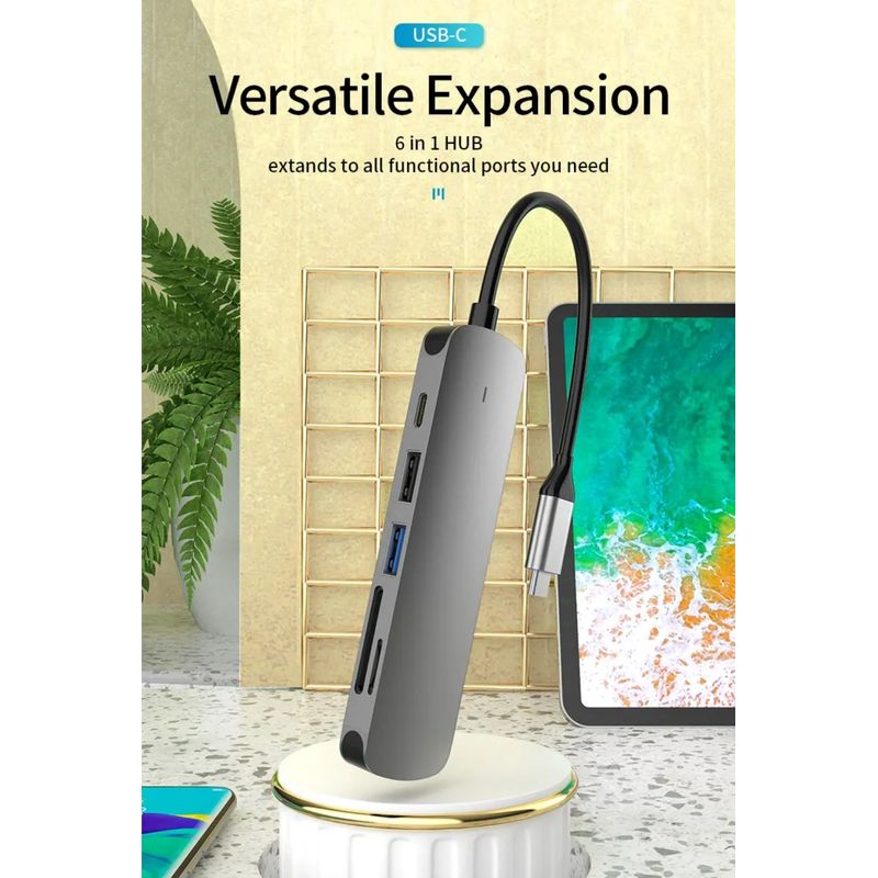 PC, gaming si accesorii - Retelistica - Hub-uri - Statie de andocare, Profesional, Hub 6 in 1 CRISTALIS SALE™, portabil, Adaptor USB C - Infinity.ro