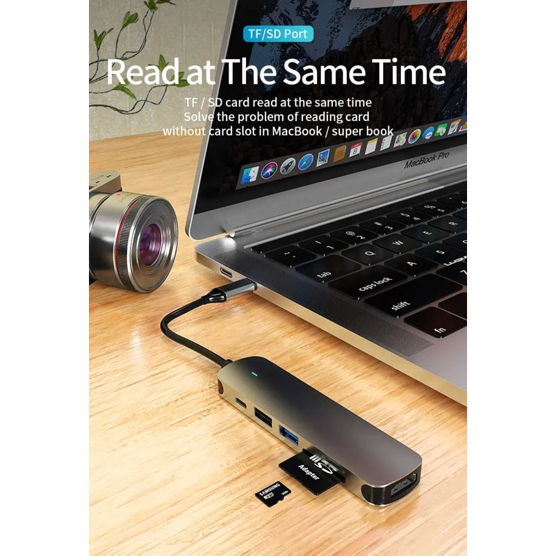 PC, gaming si accesorii - Retelistica - Hub-uri - Statie de andocare, Profesional, Hub 6 in 1 CRISTALIS SALE™, portabil, Adaptor USB C - Infinity.ro