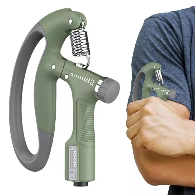 Sport si Outdoor - Fitness - Aparate fitness - Accesorii aparate fitness - Flexor pentru exercitii antebrat, ajustabil, rezistenta 10-100kg, contor electronic cu 4 cifre, Gonga® Verde - Infinity.ro