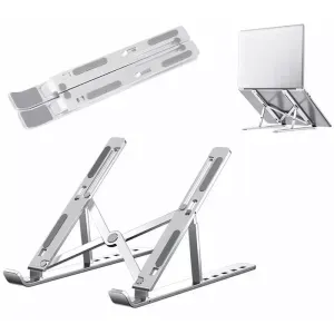 Suport pliabil pentru laptop, din aluminiu, 25x18 cm, Gonga® Argintiu