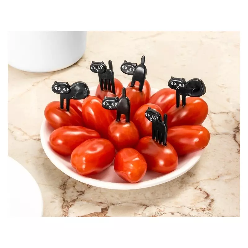 Casa si Gradina - Bucatarie si vesela - Vesela si tacamuri - Tacamuri si seturi - Furculite pentru gustare, model psici, Gonga® Negru - Infinity.ro