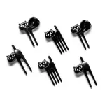 Casa si Gradina - Bucatarie si vesela - Vesela si tacamuri - Tacamuri si seturi - Furculite pentru gustare, model psici, Gonga® Negru - Infinity.ro