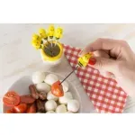 Casa si Gradina - Bucatarie si vesela - Vesela si tacamuri - Tacamuri si seturi - Set 6 furculite metalice in forma de albinute din silicon, cu vas, Gonga® Galben - Infinity.ro