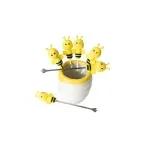 Casa si Gradina - Bucatarie si vesela - Vesela si tacamuri - Tacamuri si seturi - Set 6 furculite metalice in forma de albinute din silicon, cu vas, Gonga® Galben - Infinity.ro