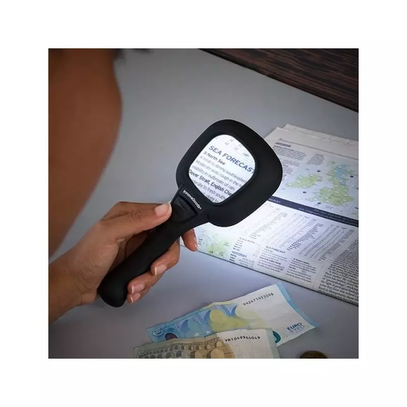 TV, Audio-Video si Foto - Optica, astronomie si metrologie - Optica si astronomie - Lupe si instrumente optice - Lupa de mana cu marire 3X si iluminare LED, Gonga® Negru - Infinity.ro