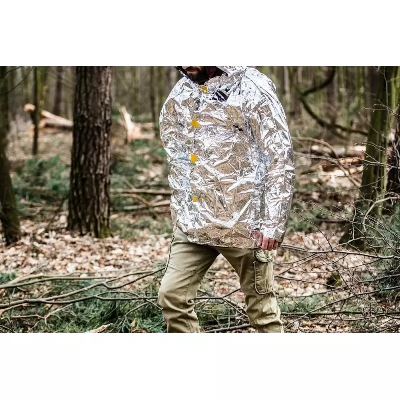 Sport si Outdoor - Camping - Accesorii camping si drumetii - Pelerina termica cu gluga, marime universala, Gonga® Argintiu - Infinity.ro