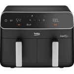 Electronice si Electrocasnice - Electrocasnice bucatarie - Aparate de gatit & desert - Friteuze - Friteuza cu Aer Cald Dubla BEKO FRL5388B, 0.5kg, 8.5l, 2400W, Negru-Argintiu - Infinity.ro