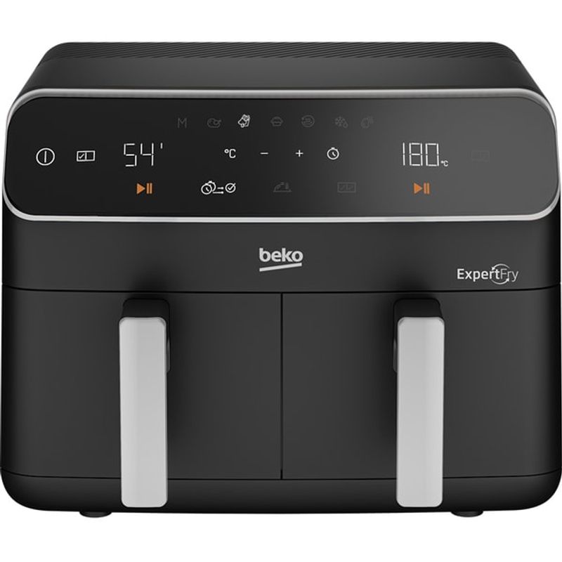 Electronice si Electrocasnice - Electrocasnice bucatarie - Aparate de gatit & desert - Friteuze - Friteuza cu Aer Cald Dubla BEKO FRL5388B, 0.5kg, 8.5l, 2400W, Negru-Argintiu - Infinity.ro